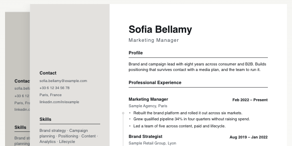 The Creative Vision template, in both of its shades, one page behind the other